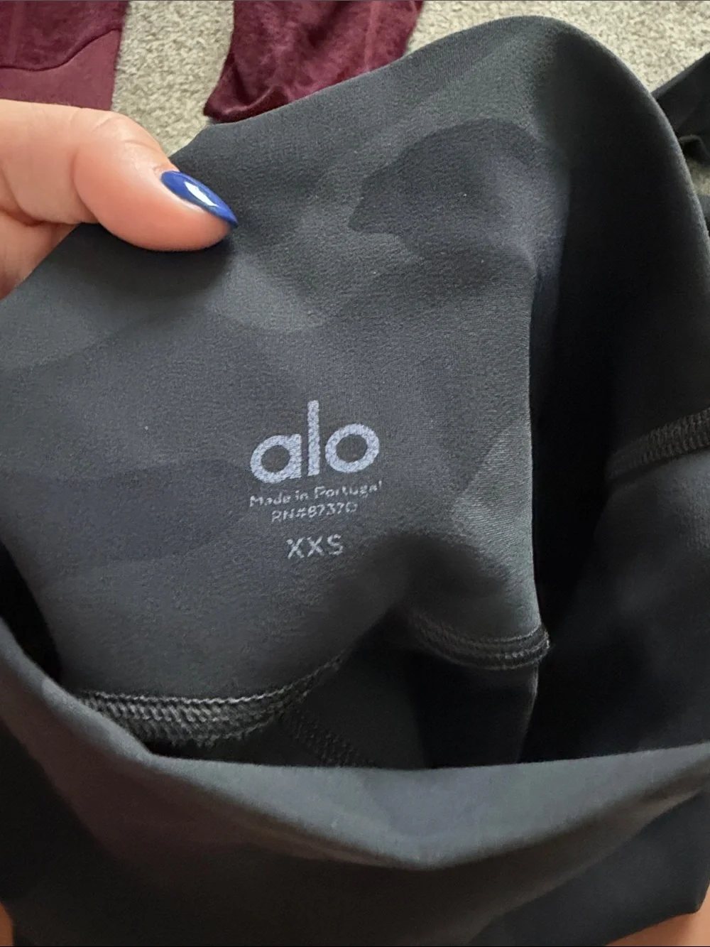 ALO Yoga Leggings — Burgundy & Green Camo Trio